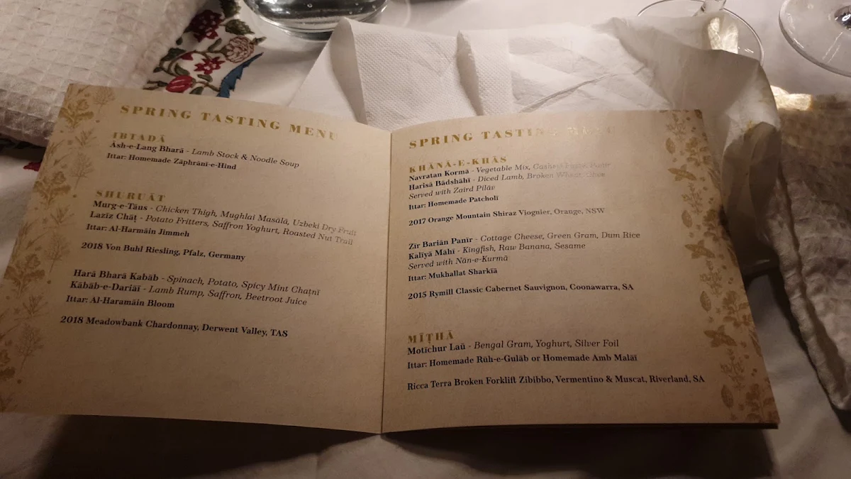 Menu, Lavendra Indian