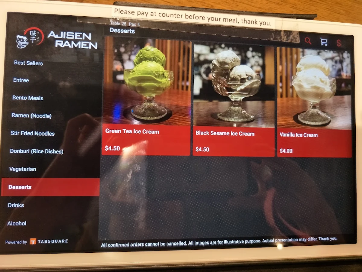Menu, Ajisen Ramen Highpoint