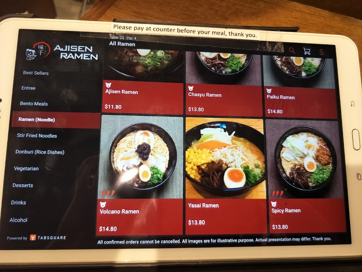 Menu, Ajisen Ramen Highpoint