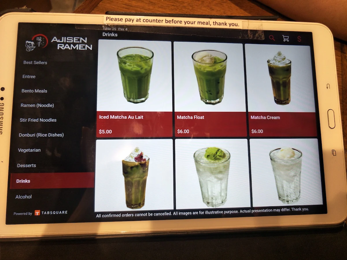 Menu, Ajisen Ramen Highpoint