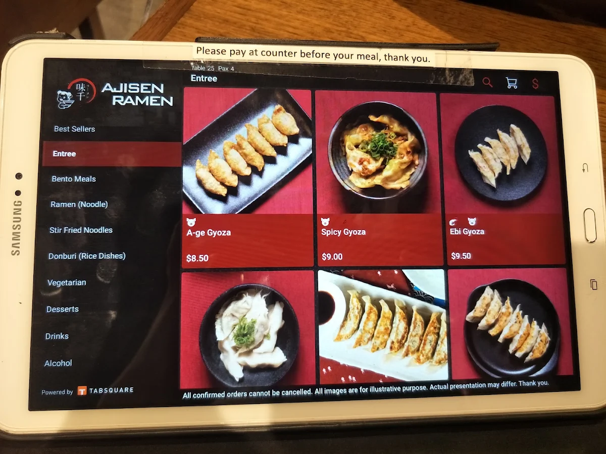 Menu, Ajisen Ramen Highpoint