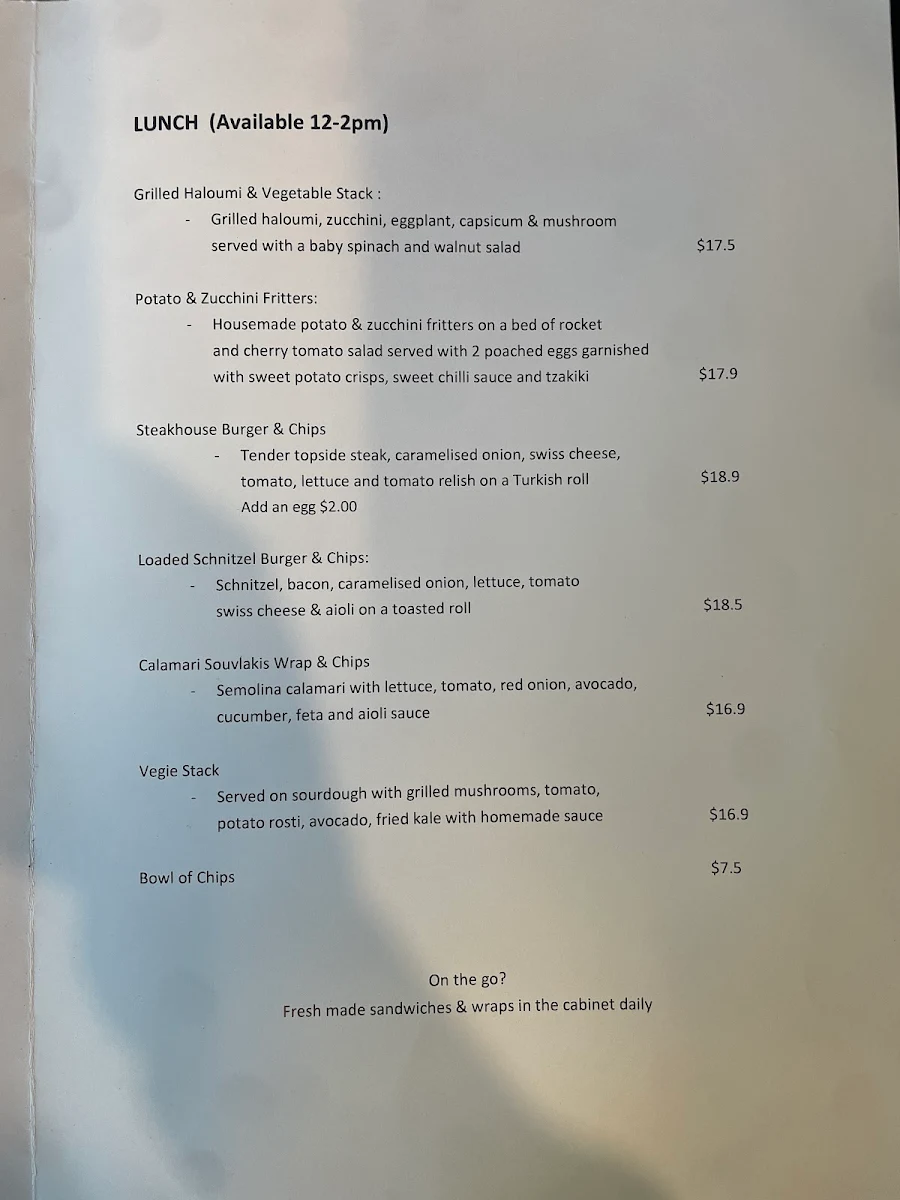 Menu, The Bearded Bean