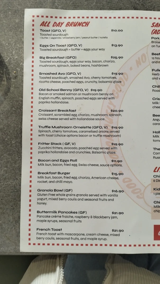 Menu, The Bearded Bean