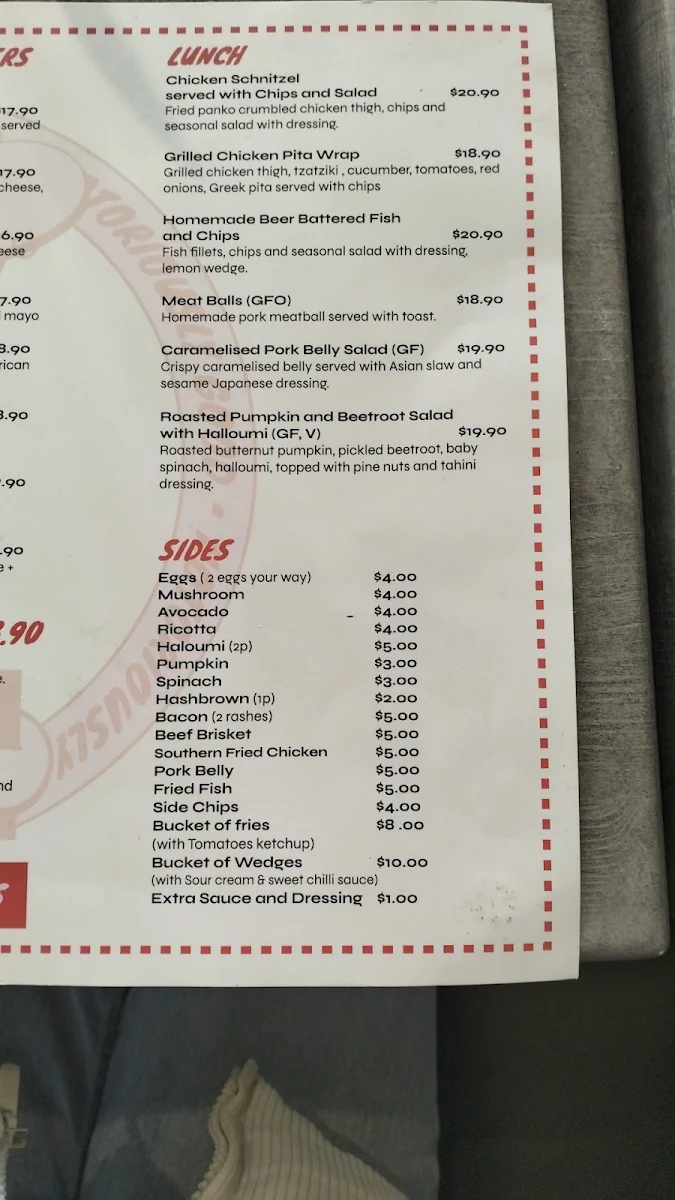 Menu, The Bearded Bean