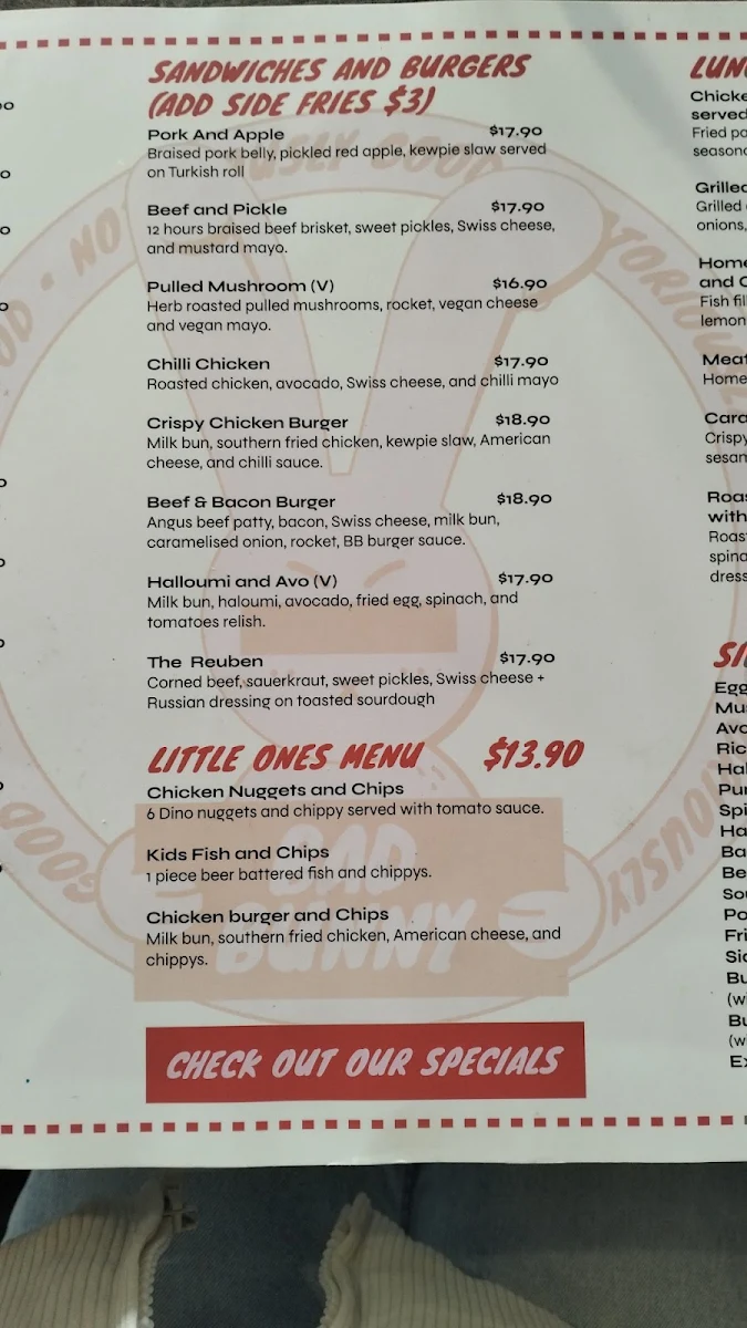 Menu, The Bearded Bean