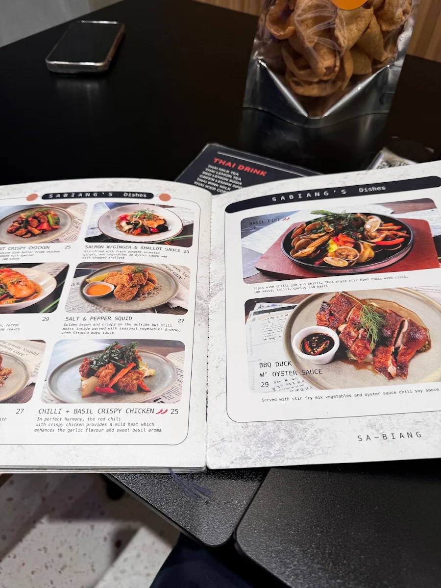 Menu, Sabiang Thai Restaurant