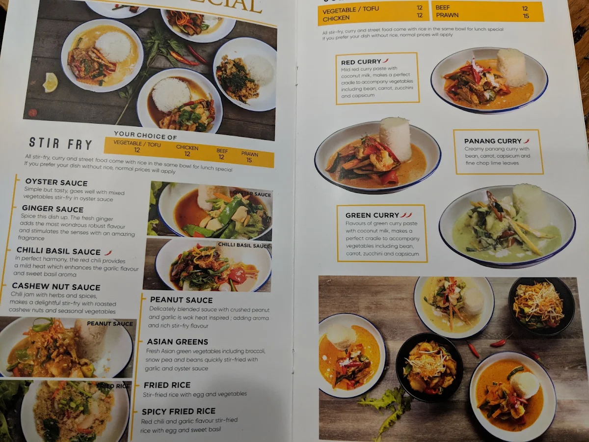 Menu, Sabiang Thai Restaurant