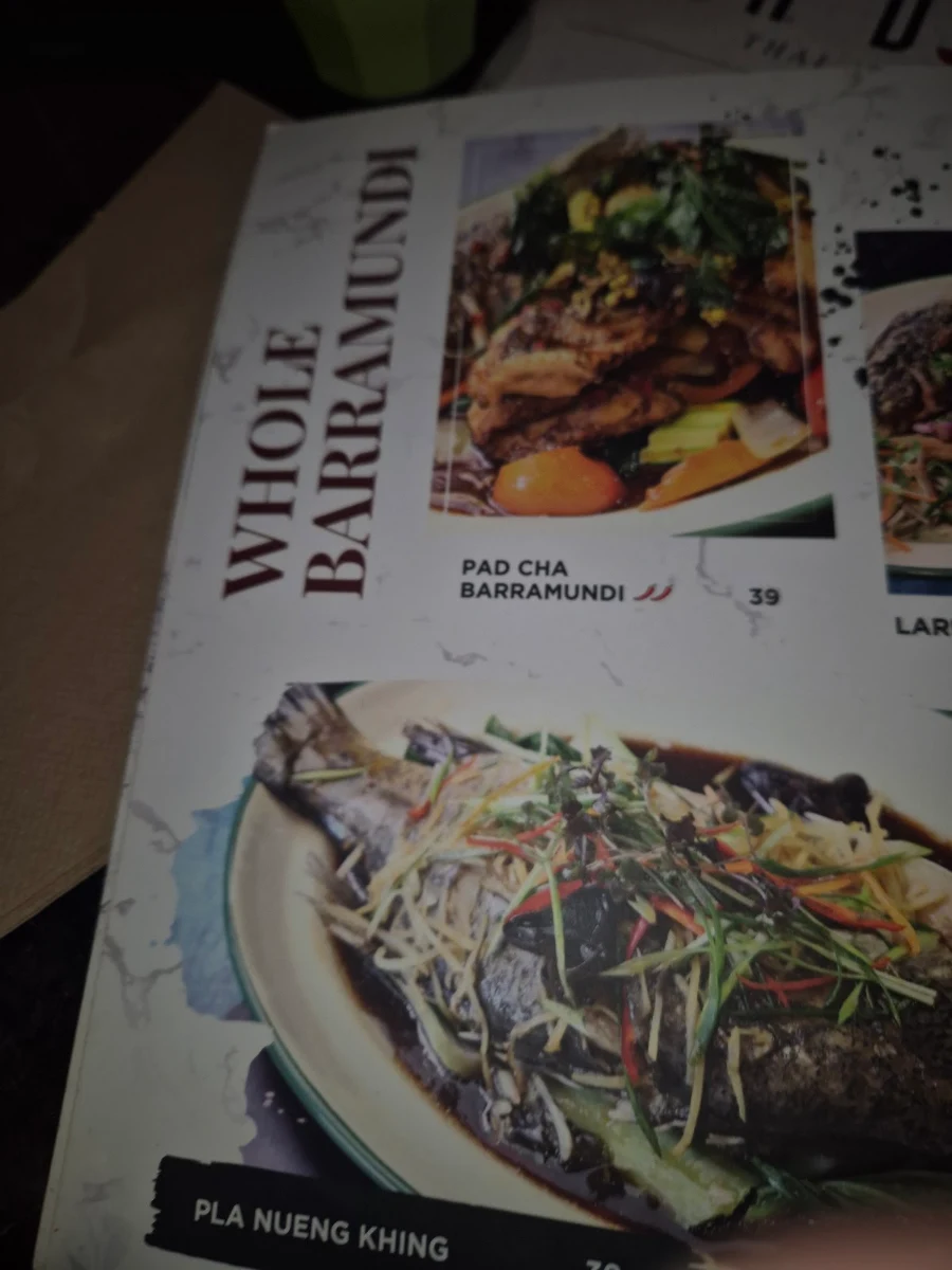 Menu, Sabiang Thai Restaurant