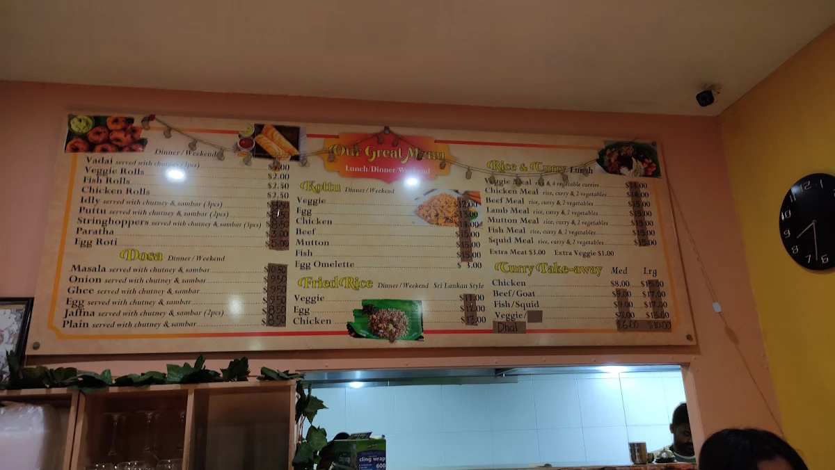 Menu, Yaal Cafe