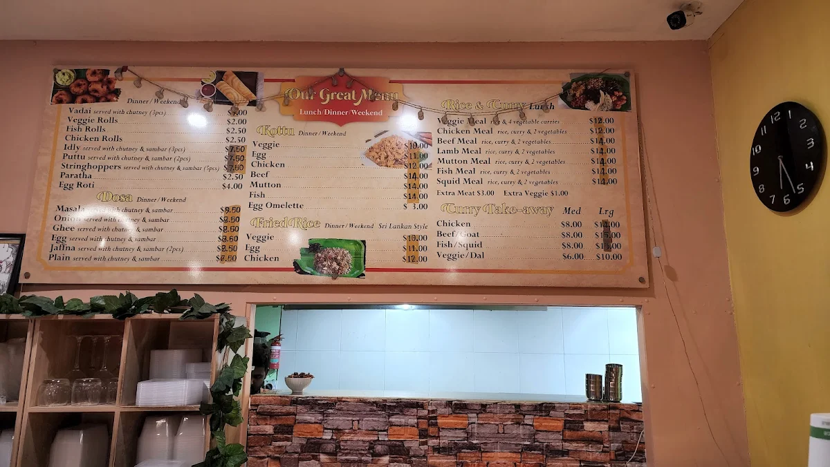 Menu, Yaal Cafe