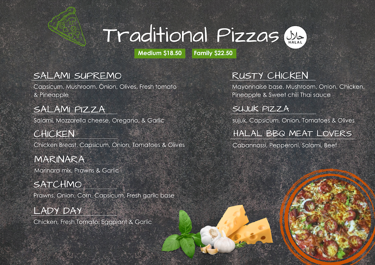 Menu, Jazz Pizza Condell Park