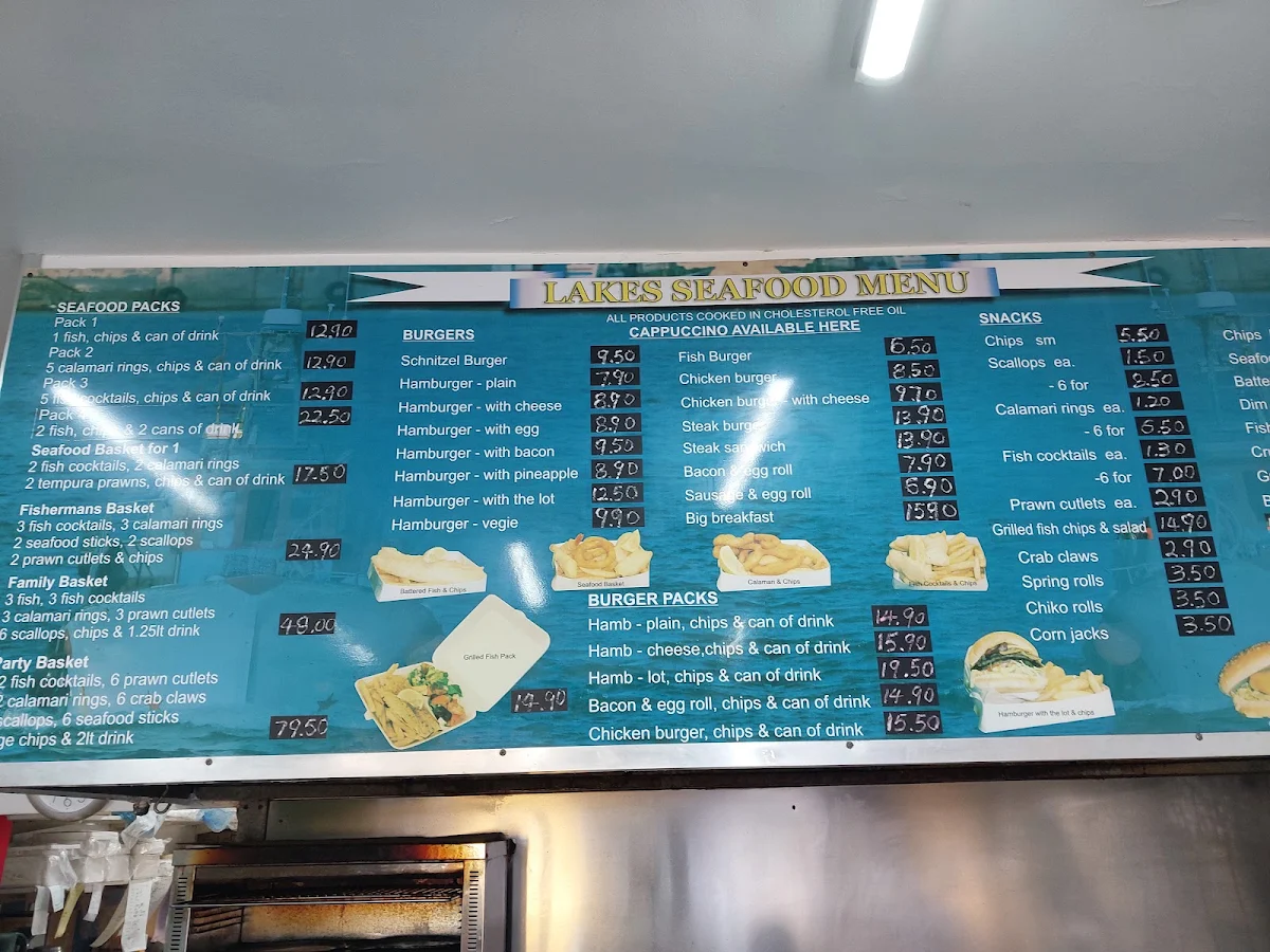 Menu, Lakeside Seafood Takeaway