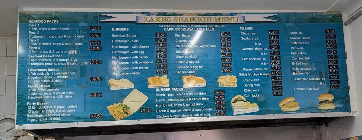 Menu, Lakeside Seafood Takeaway