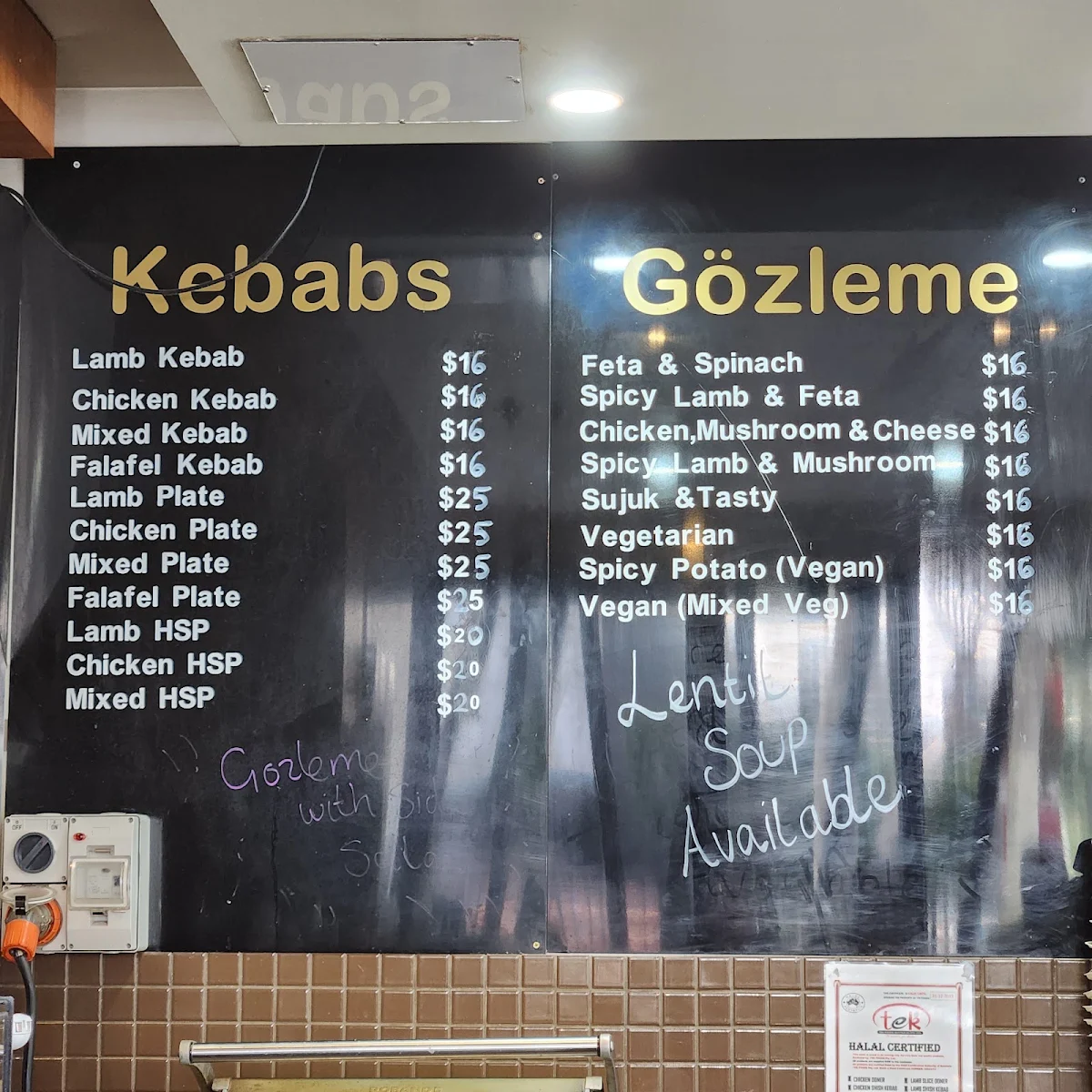 Menu, Kebab & Gozleme Cafe