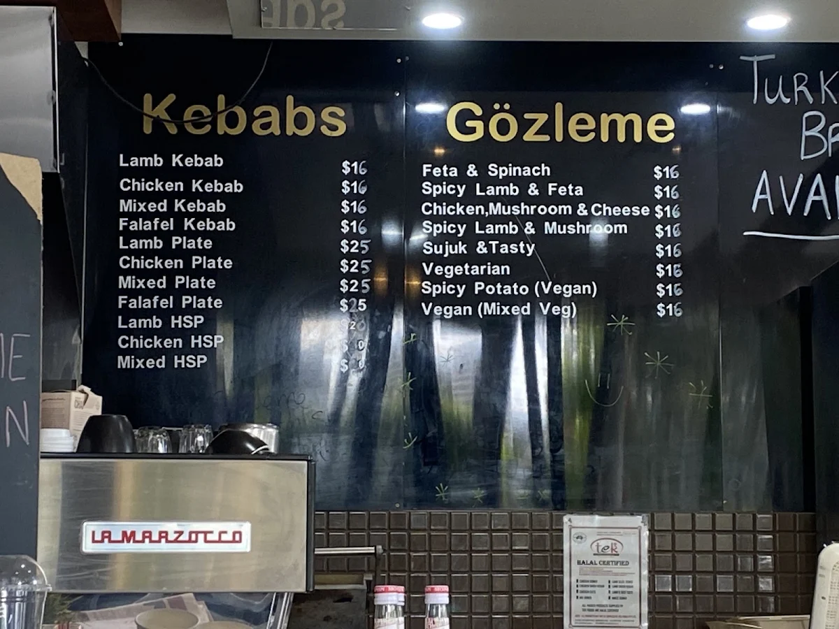 Menu, Kebab & Gozleme Cafe