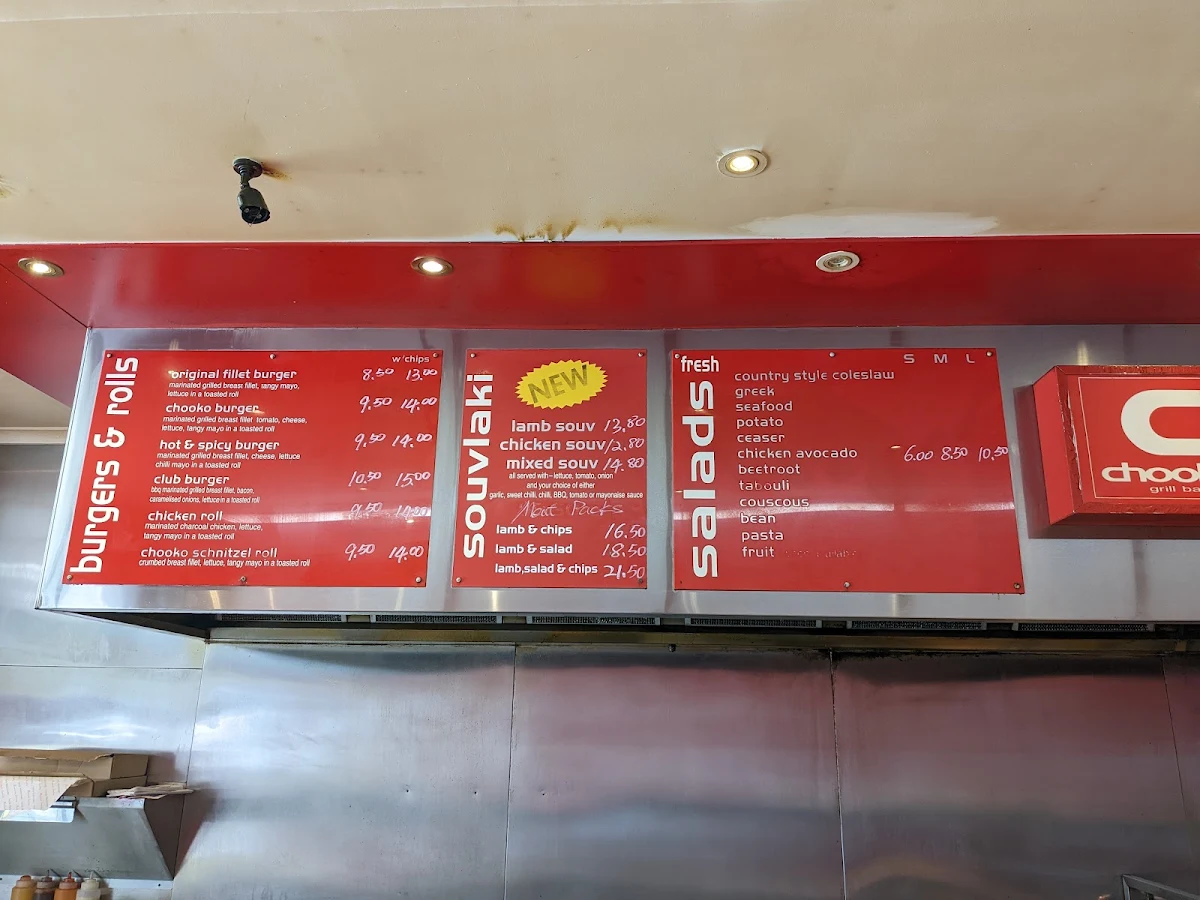Menu, Chooko Grill Bar