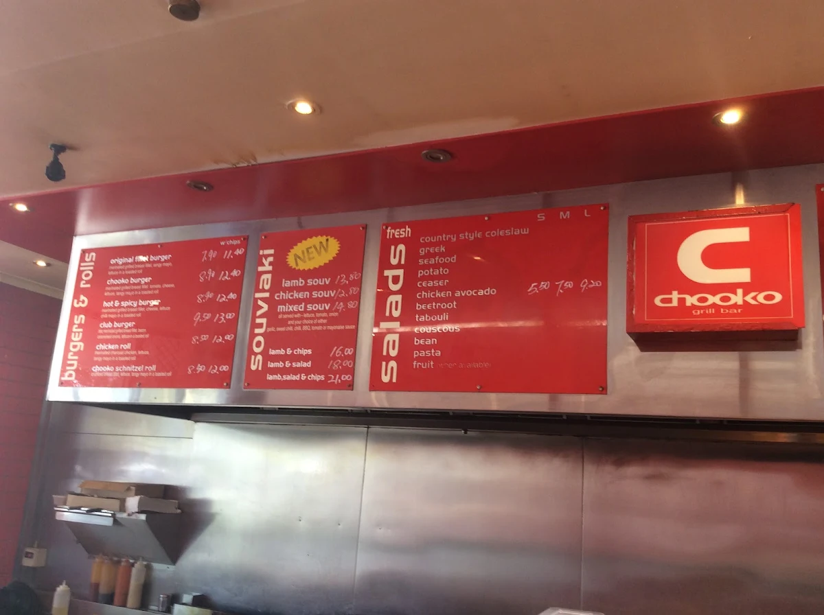 Menu, Chooko Grill Bar