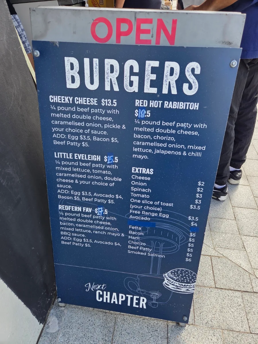 Menu, Next Chapter Coffee