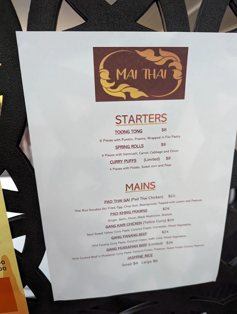 Menu, Mai Thai Urunga