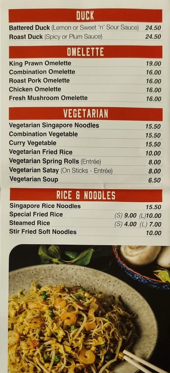 Menu, Yum Sing Restaurant