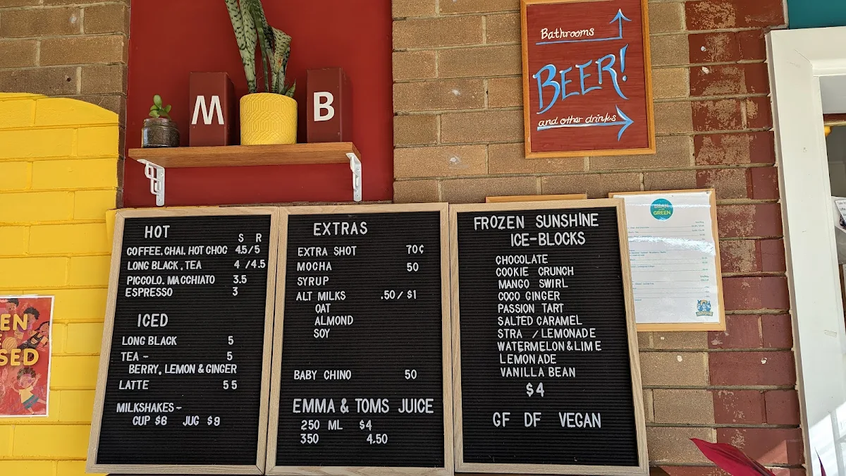 Menu, Bean on the Green