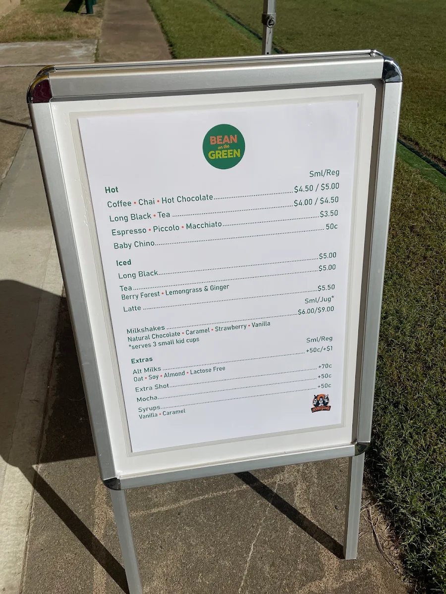 Menu, Bean on the Green
