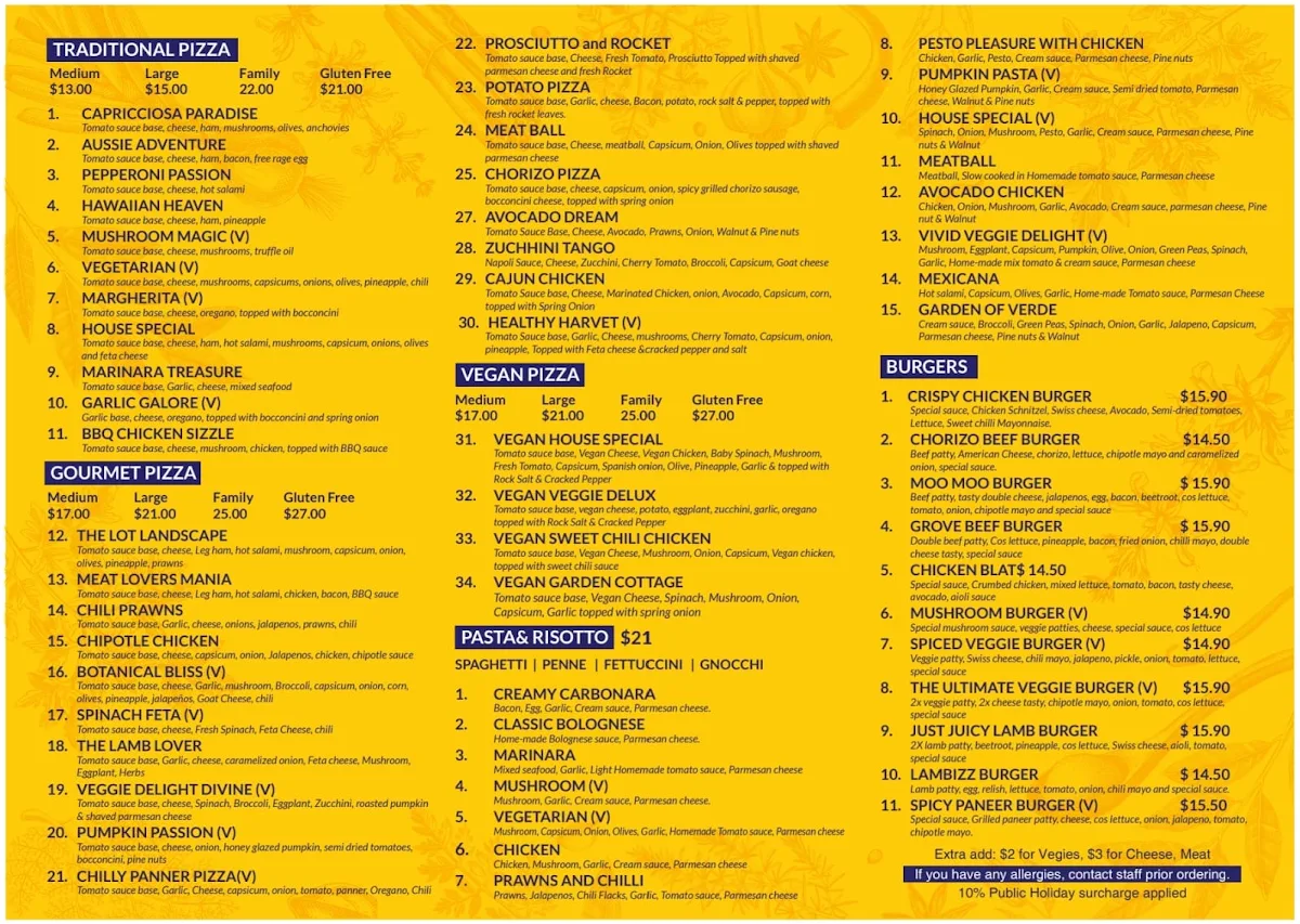 Menu, Good time Pizza