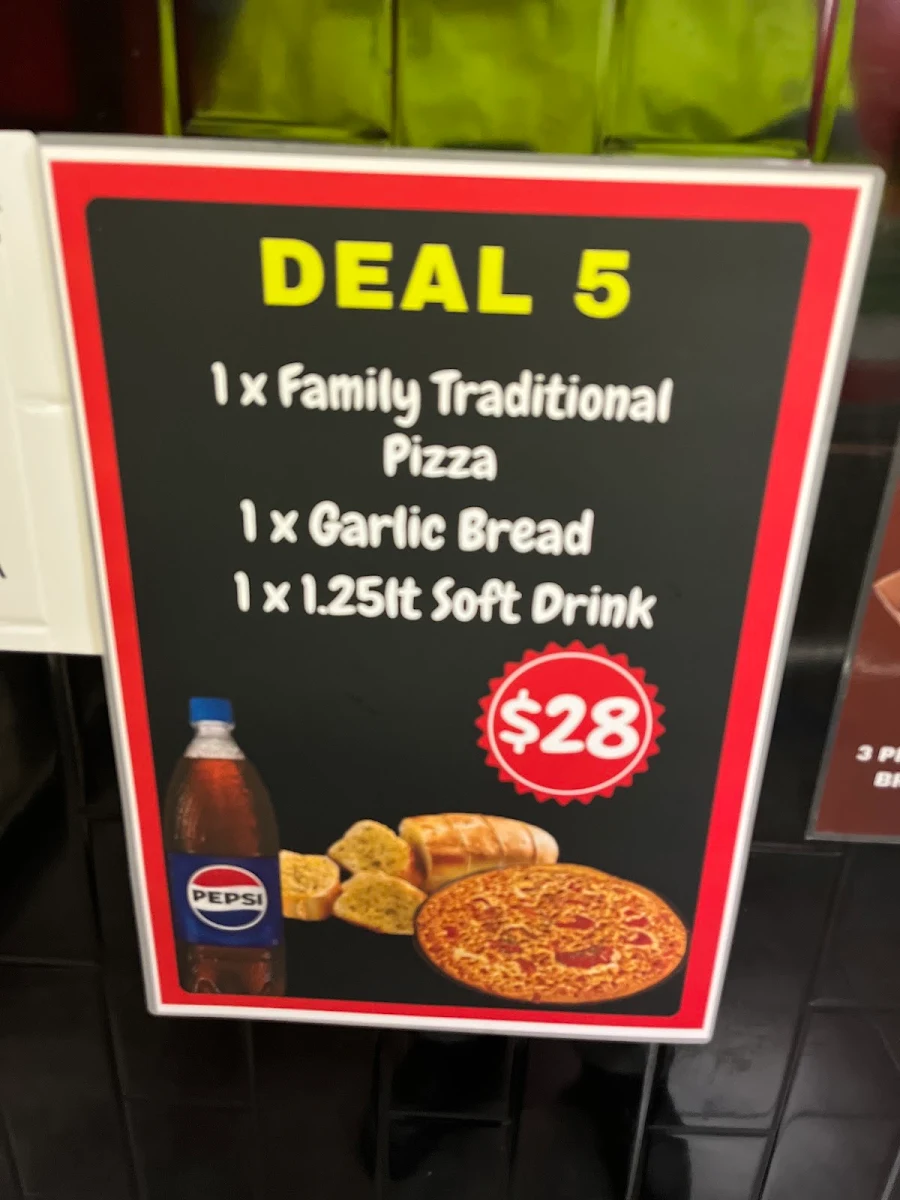 Menu, Big Boyz Pizza