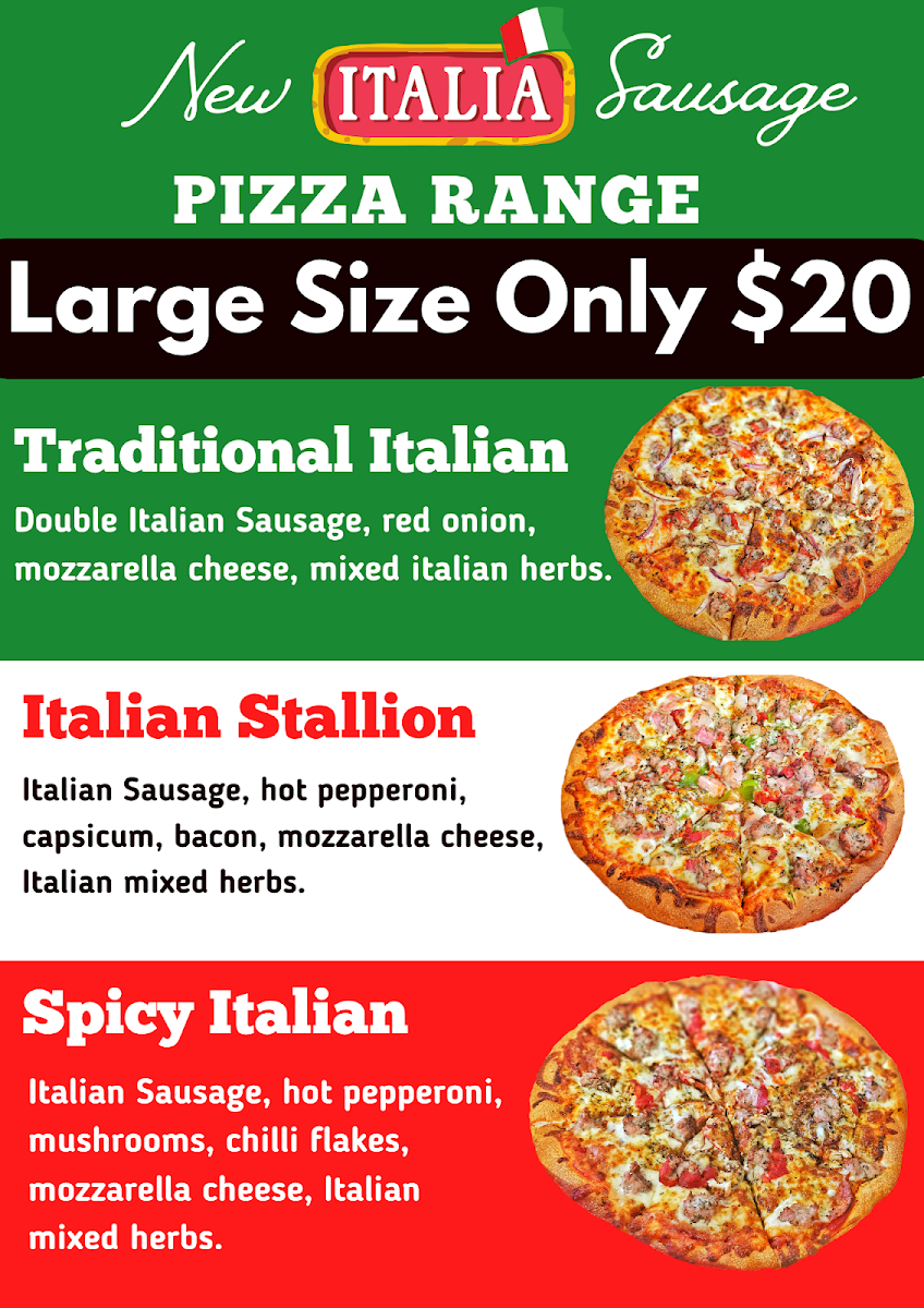 Menu, Big Boyz Pizza