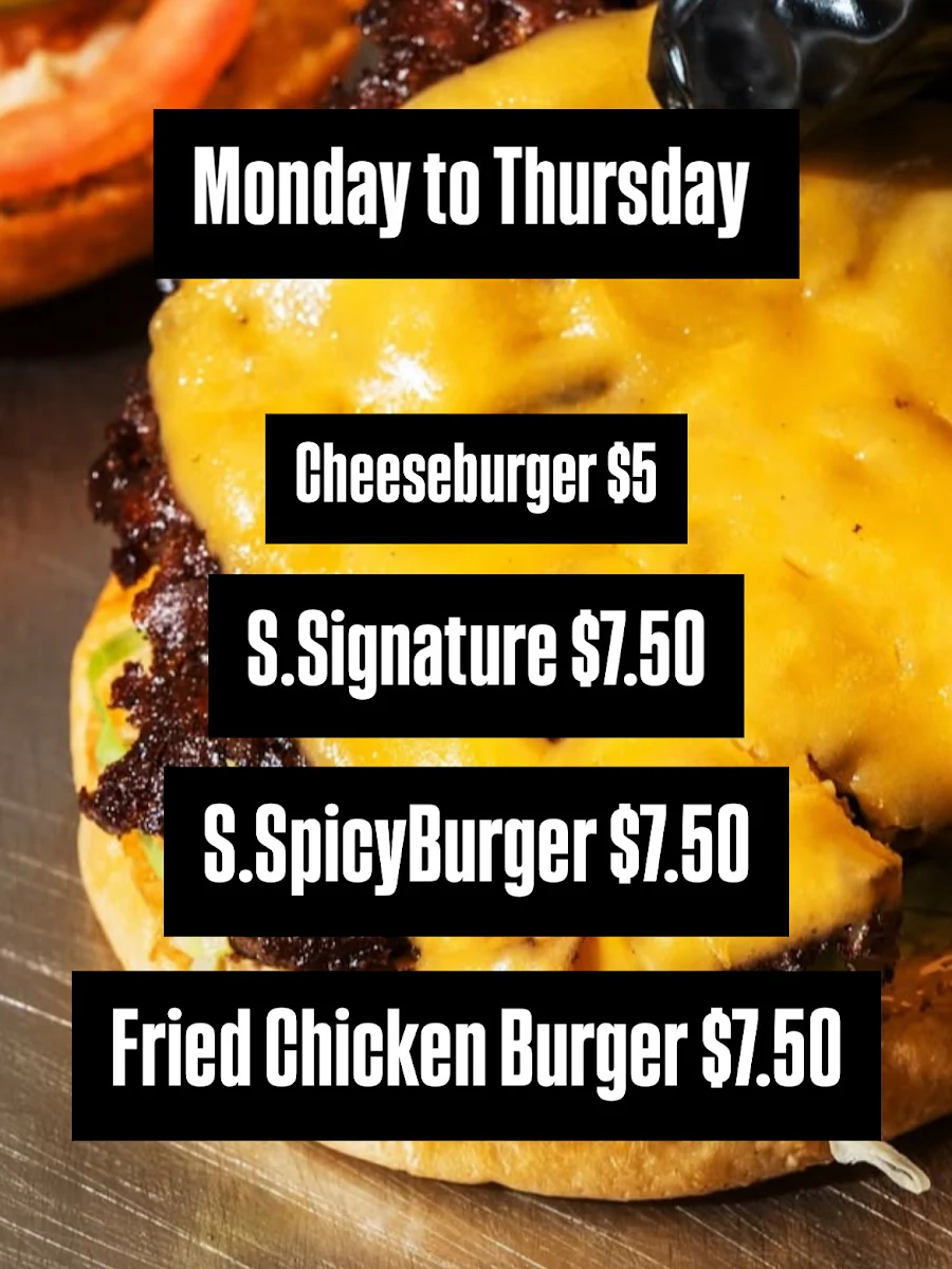 Menu, PM Burgers