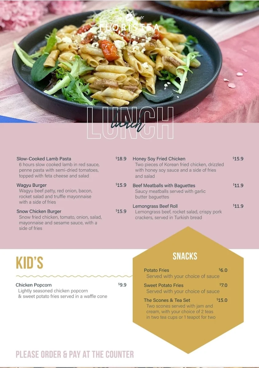 Menu, FlorisTea - Flower Market and Tea House