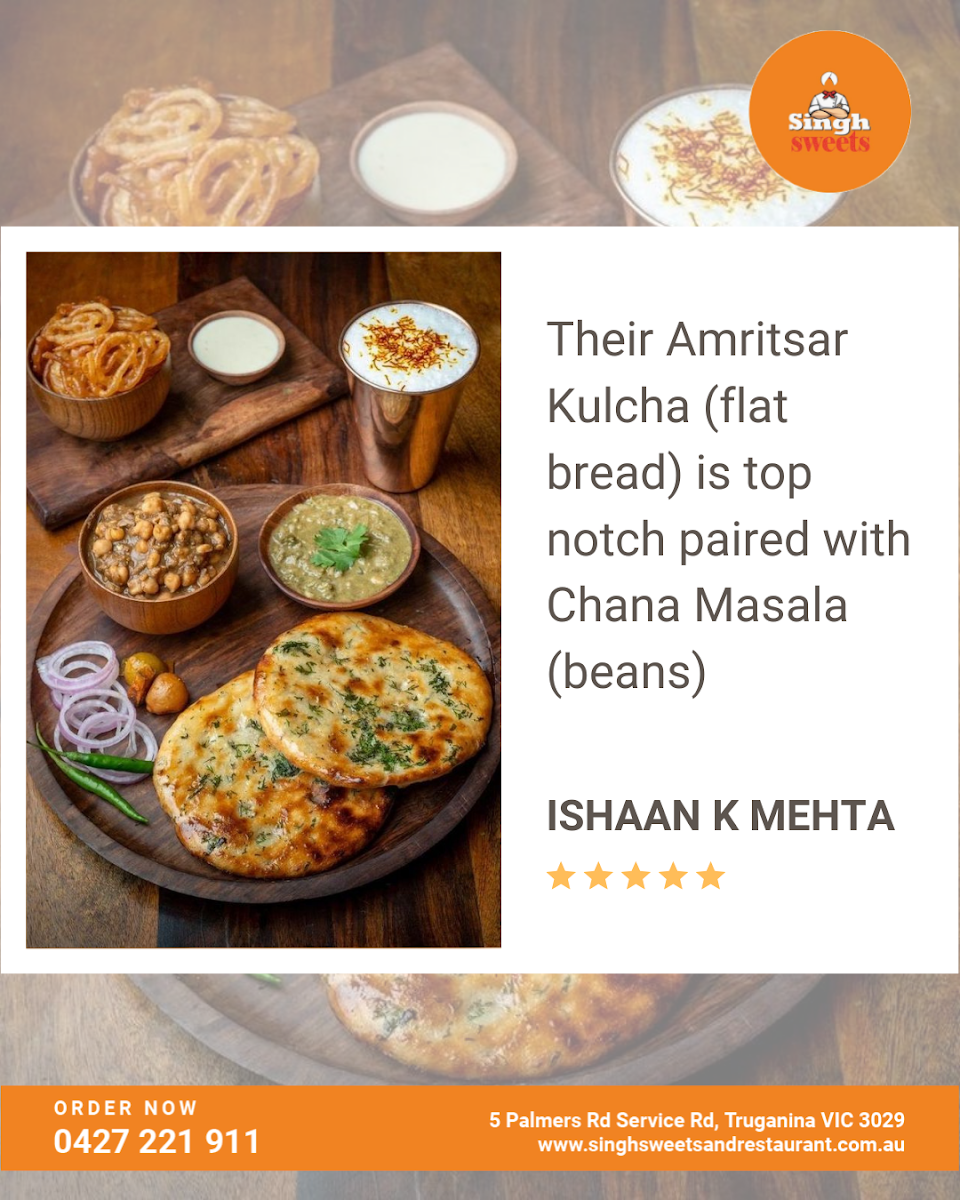 Menu, Singh Sweets