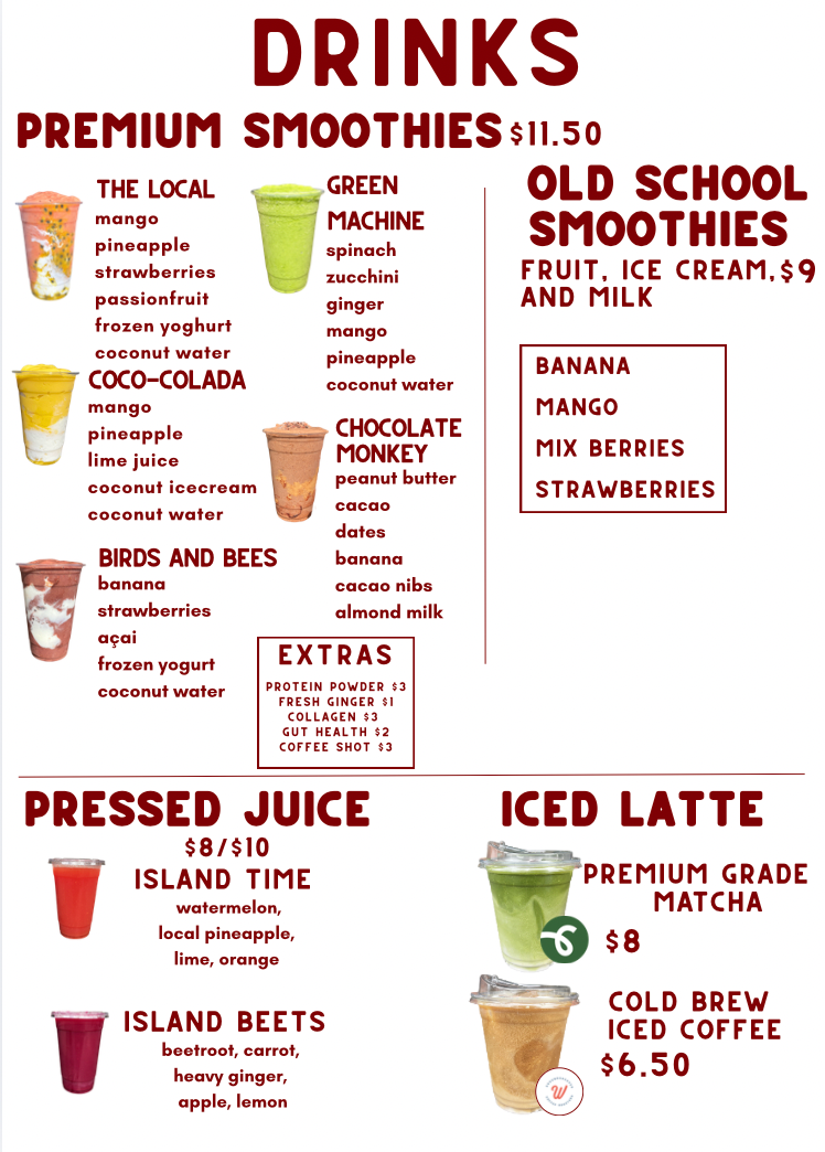 Menu, Kava Bowl