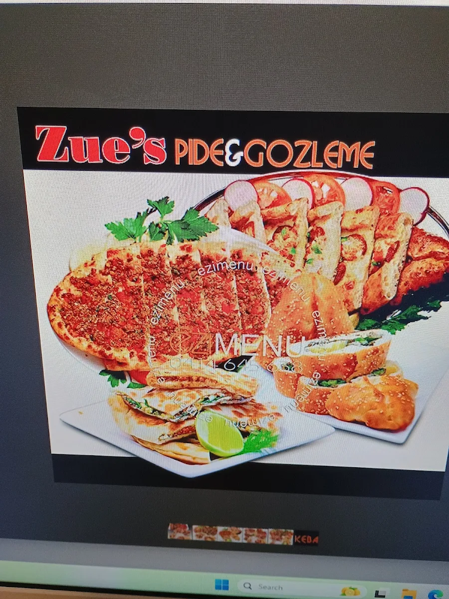 Menu, Zue's Kebab Pizza House