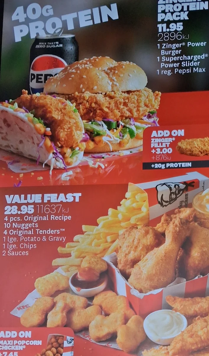 Menu, KFC Sunshine