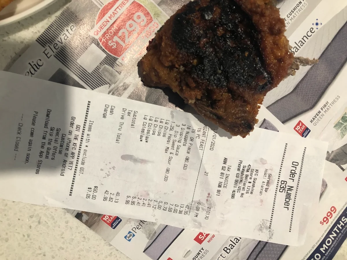 Menu, KFC Sunshine