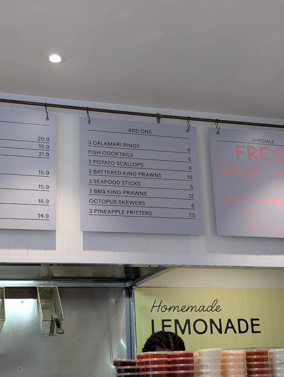 Menu, Costi's Fish and Chips at Coogee