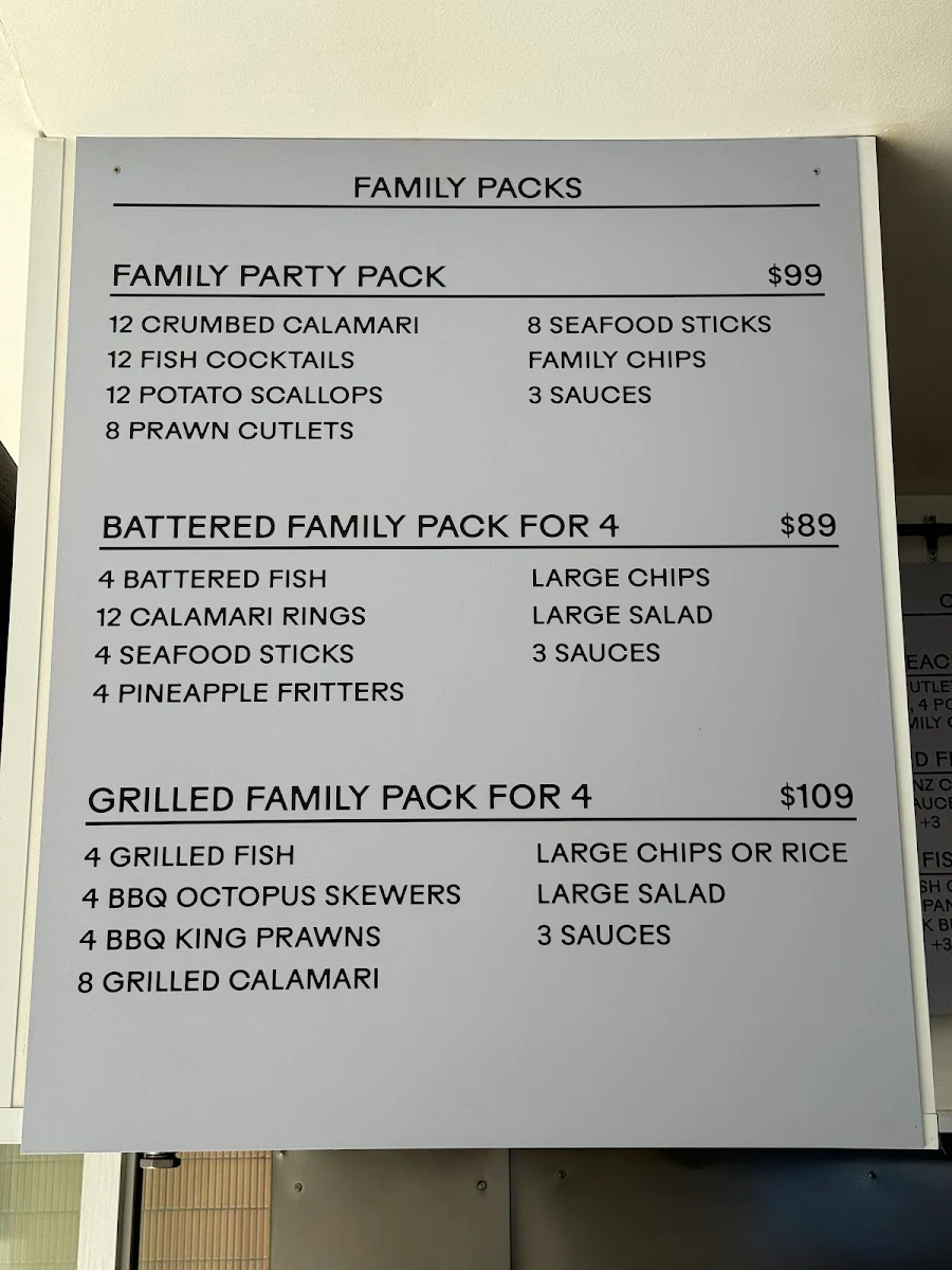 Menu, Costi's Fish and Chips at Coogee