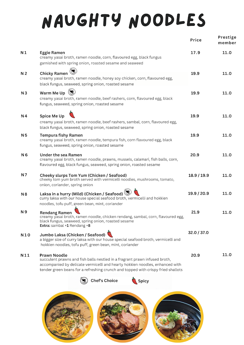 Menu, Cheeky Chewies 2 (Werribee)