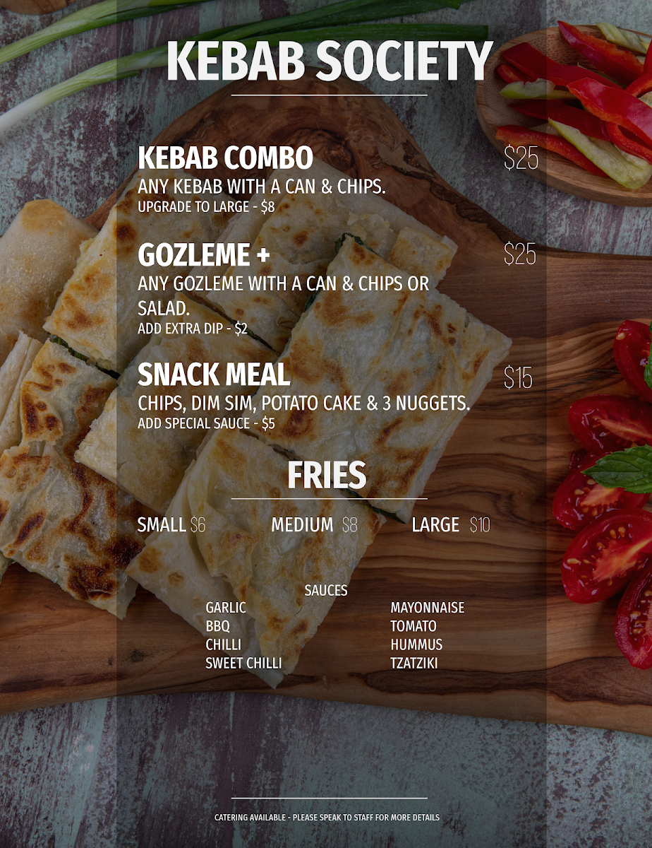 Menu, Kebab Society
