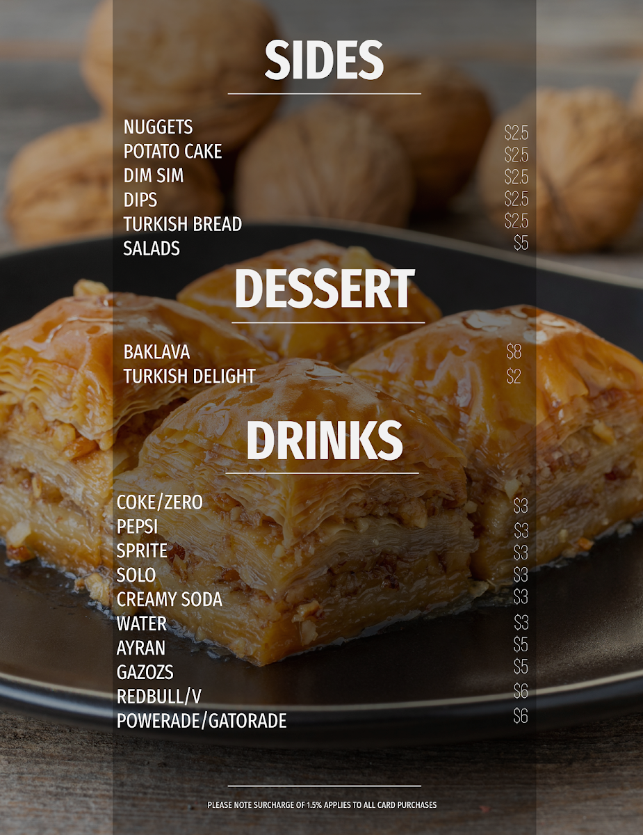 Menu, Kebab Society