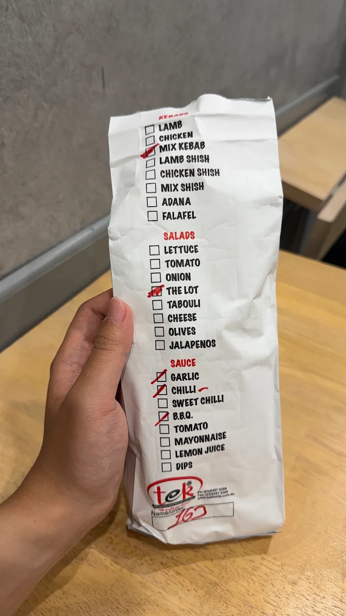 Menu, Kebab Society
