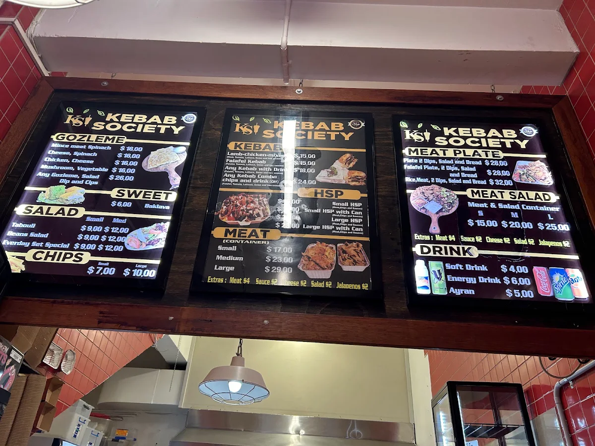 Menu, Kebab Society