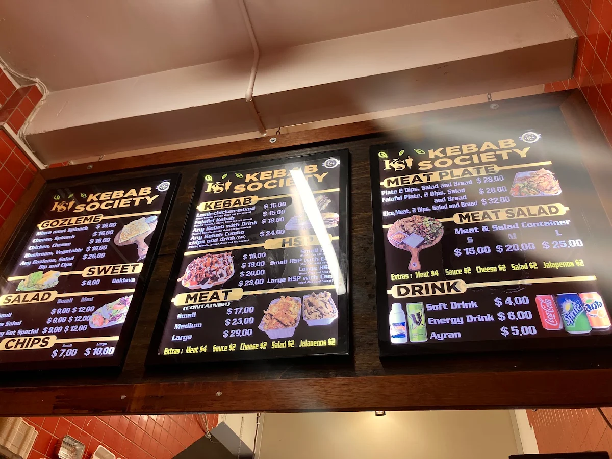 Menu, Kebab Society
