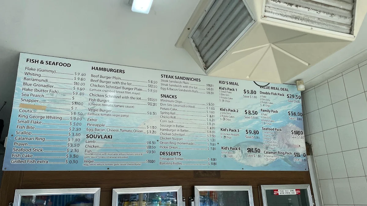 Menu, Manchester Road Fish & Chips