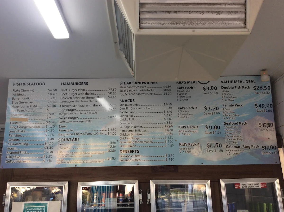 Menu, Manchester Road Fish & Chips