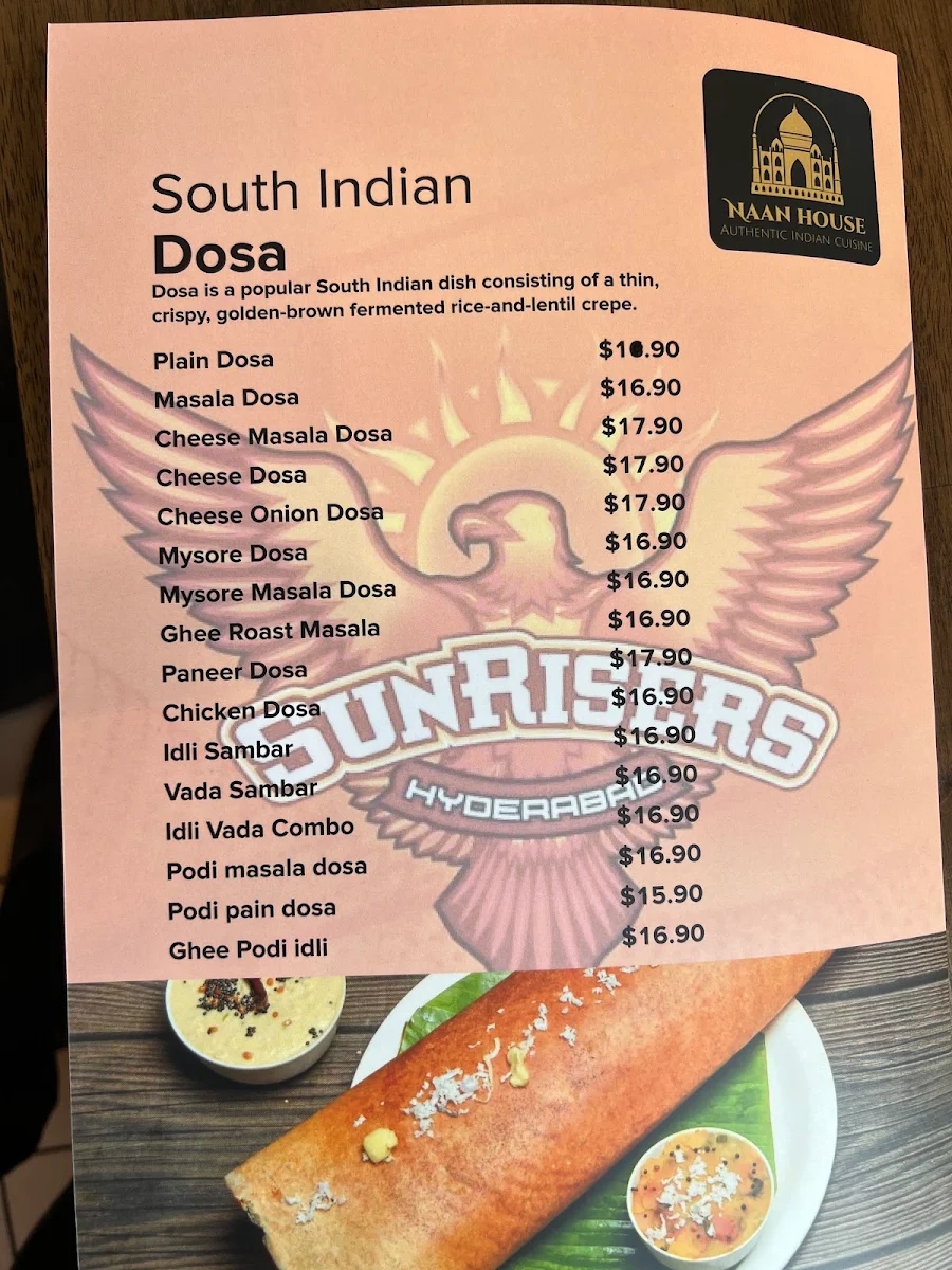 Menu, Naan House Indian restaurant