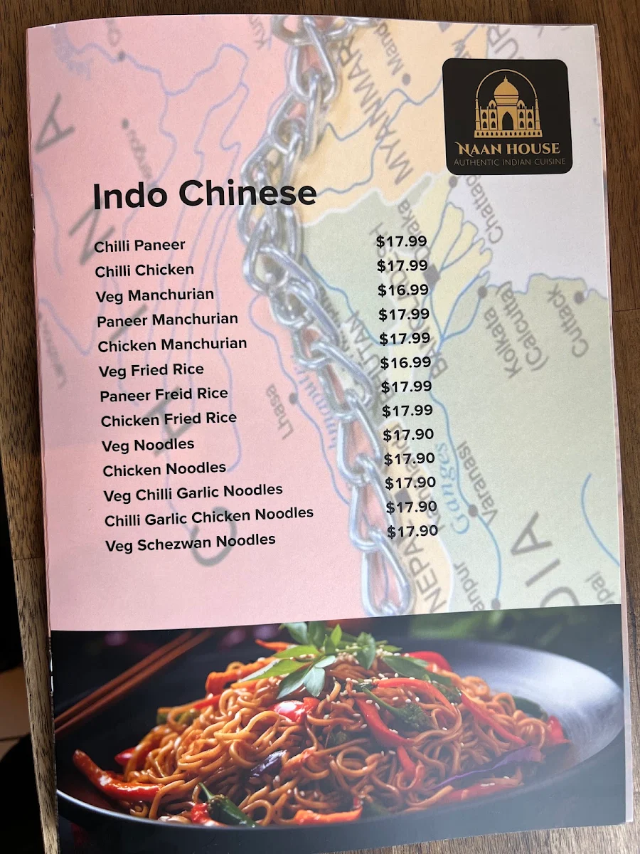 Menu, Naan House Indian restaurant
