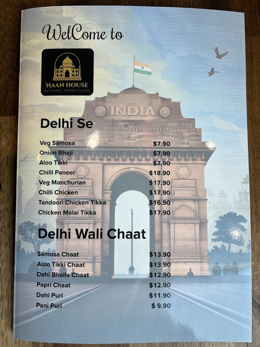 Menu, Naan House Indian restaurant
