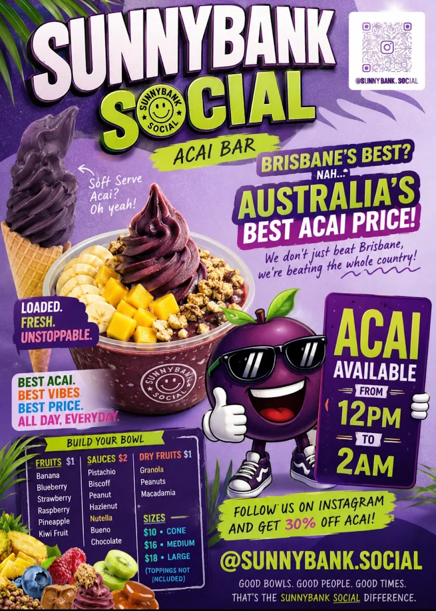 Menu, Sunnybank Social